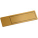 A rectangular gold plastic nametag with a black border.