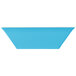 A blue rectangular Keywest melamine bowl with white edges.