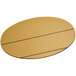 A Cawley gold plastic oval nametag with black lines.