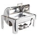 Vollrath 46080 9 Qt. New York, New York Roll Top Chafer Full Size with Brass Trim Main Thumbnail 4