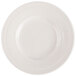 An ivory china bread and butter plate with an embossed circular pattern.