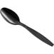 A black plastic Visions teaspoon with a handle.