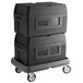 Metro Mightylite BigBoy Extra Tall Top Loading EPP Insulated Food Pan Carrier Kit - Set of (2) Carriers with Black Lids and (1) Dolly Main Thumbnail 1