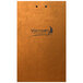 A brown leather H. Risch, Inc. menu clipboard with a logo.