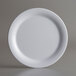 An American Metalcraft Jane Collection white melamine plate with a wide rim on a gray background.