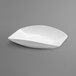 A white rectangular melamine bowl with a curved edge.