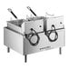 A large Cooking Performance Group electric countertop fryer with two pots inside.
