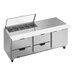 A Beverage-Air stainless steel refrigerated sandwich prep table with clear lids on drawers.
