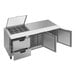 A stainless steel Beverage-Air sandwich prep table with 2 drawers and clear lids.