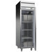 A Beverage-Air stainless steel reach-in refrigerator with shelves.