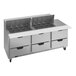 A Beverage-Air stainless steel refrigerated sandwich prep table with six drawers.