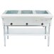 A large stainless steel Eagle Group liquid propane steam table with three compartments.