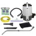 A ProTeam backpack vacuum with various tools on a white background.