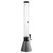A Beer Tubes carbon conic beer tower with a black and white glass cylinder and a black handle with a tap.