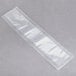 A clear plastic bag with a white rectangular strip.