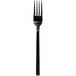 A black stainless steel Walco dinner fork with a white background.