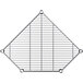A white metal grid shelf with a pentagon shape.