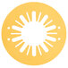 A yellow circle with a sunburst design on it.