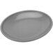 A grey oval melamine bowl with a white background.