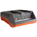 A grey and orange Hoover M-PWR battery charger.