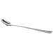 A Libbey stainless steel iced tea spoon with a white background.