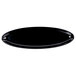 A black oval shaped melamine platter.
