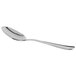 A Libbey Windsor Grandeur dessert spoon with a silver handle on a white background.