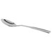 A Libbey Salem stainless steel dessert spoon with a silver handle.