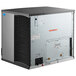 A grey rectangular Manitowoc water cooled ice machine with a black square back.