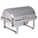 A Vollrath stainless steel Avenger roll top chafer on a counter.