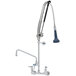 T&S B-0133-12-CRB8P 38 7/16" High Wall Mounted DuraPull Pre-Rinse Faucet 8" Adjustable Centers, 30" Hose, 1.07 GPM Spray Valve, 12" Add-On Faucet, and Wall Bracket Main Thumbnail 1