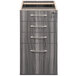 A Safco Aberdeen steel gray file cabinet with silver handles and four drawers.