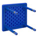 A blue plastic square table with four adjustable legs.