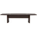 A Safco Aberdeen mocha rectangular conference table with a black base.
