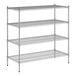 A wireframe of a Regency chrome wire shelving unit with three shelves.