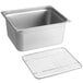Choice 1/2 Size 6" Deep Anti-Jam Stainless Steel Steam Table Pan / Hotel Pan with Footed Pan Grate - Gauge 24 Main Thumbnail 4