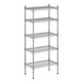 A wireframe of a Regency metal wire shelving unit with four shelves.
