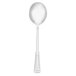 A Walco stainless steel round bowl soup spoon with a handle.