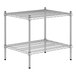 A wireframe of a metal shelf with two shelves.