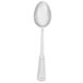 A silver Walco 18/10 stainless steel serving spoon with a white handle.