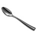 A Reserve by Libbey stainless steel demitasse spoon with a black handle and silver bowl.