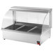 A Vollrath stainless steel countertop hot food display warmer with three compartments.