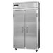 A stainless steel Continental Refrigerator with two narrow doors.