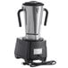 An AvaMix stainless steel commercial food blender with a black base.