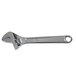 An Olympia Tools chrome plated adjustable wrench with a metal handle.