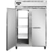 A stainless steel Continental Refrigerator with two open doors.