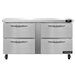 A stainless steel Continental Refrigerator undercounter refrigerator with four drawers.