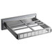 An Avantco metal drawer assembly on a stainless steel shelf.
