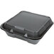 A Genpak black foam container with a hinged lid.