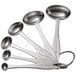 A set of six Vollrath stainless steel measuring spoons.